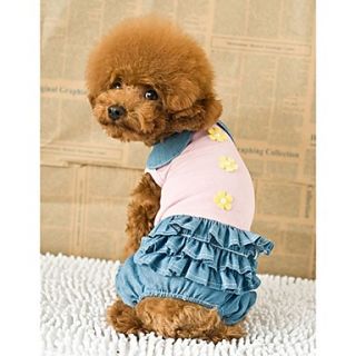 Petary Pets Cute Flower Pattern Cotton Swing Shirt With Pants For Dog