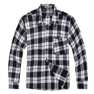 Mens Handsome Lattice Long Sleeve Cotton and Lycra Shirt