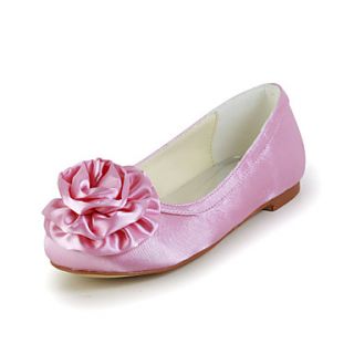 Comfortable Satin Flat Heel Closed toes Flats with Flower Flower Girls Shoes(More Colors)