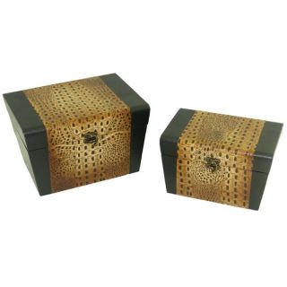 Faux Leather Jewelry and Keepsake Box In Black and Brown (set Of 2) (Black and yellowMaterial WoodDimensions 10 inches long x 7.8 inches wide x 6.3 inches highAfter adding this item to your cart, Personalized Gift Messaging is available by clicking Edit