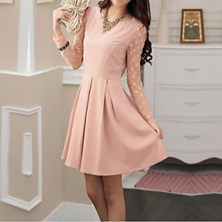 HAND Womens Long Sleeves Lace Dress