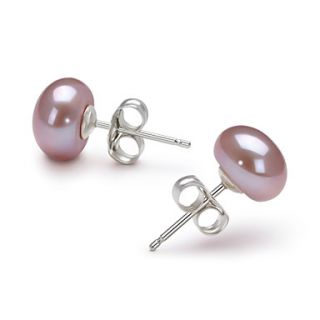 LuckyPearl Womens 6 7mm Natural Pearl Silver Stud Earrings EA0036L027260