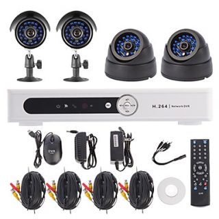 CCTV Security System 4CH Channel H.264 DVR Kit(2pcs2pcs Dome/Bullet Cameras with 1/3 Sony CCD CMOS)