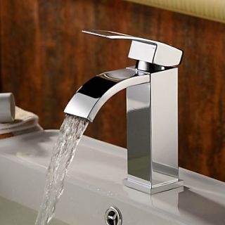 Contemporary Waterfall Bathroom Sink Faucet   Chrome Finish