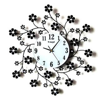 22H Modern Style Floral Metal Wall Clock