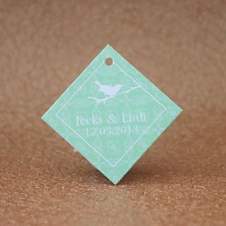 Personalized Favor Tags   Bird(Green)(set of 30)