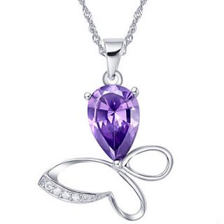 HoneyBaby Purple Butterfly Diamond Necklace