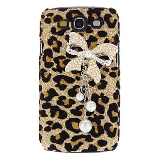 Leopard Bowknot Pattern Hard Case with Rhinestone for Samsung Galaxy S3 I9300