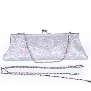 Fashion Floral Pattern Embroidery White Clutch(Lining Color On Random)
