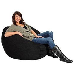 Fufsack Black Microfiber 3 foot Bean Bag Chair (BlackMaterials Polyester microsuede, memory foamWeight 20 poundsDiameter 36 inchesFill Patented memory foamClosure Double YKK zipper is added for durability and then sealed shut for safetyCover Cover i