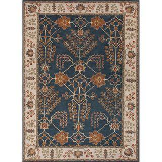 Hand tufted Transitional Arts/ Crafts Blue Rug (36 X 56)