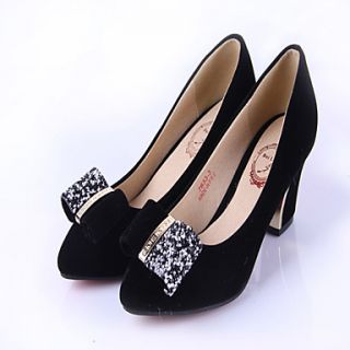 Womens Fashion Diamoande Bow Decoration High Heels(Black)