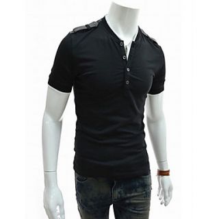 ZHELIN Mens Bodycon Round Neck Short Sleeve Black 100% Cotton T Shirt