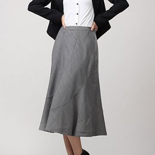 LIFVER Womens Korean Cashmere Casual Solid Color Fitted Skirt