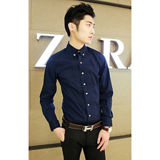 Mens Solid Color All Match Long Sleeve Shirt