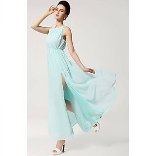 Yousha Womens Solid Color Split Backless Dress