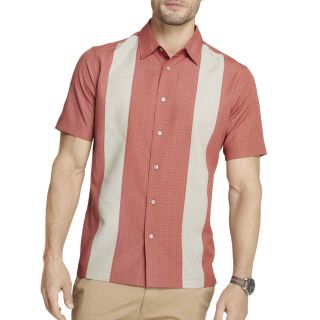 Van Heusen Short Sleeve Paneled Shirt, Red, Mens