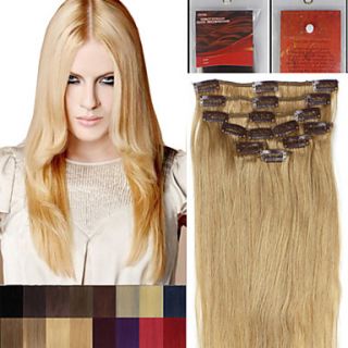 14Inch 10Pcs Remy Hair Clip In Straight Hair Extensions 100g More Light Colors