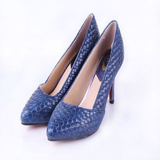 Womens Simple Solid Color Weave Heels(Blue)