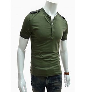 ZHELIN Mens Bodycon Round Neck Short Sleeve Emerald 100% Cotton T Shirt