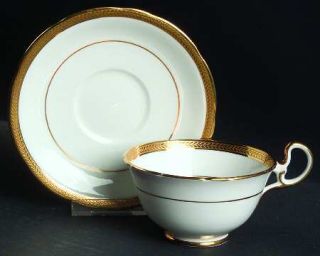 John Aynsley Elizabeth (Scalloped,Verge Line) Footed Cup & Saucer Set, Fine Chin