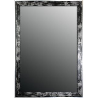 34x44 Scratched Wash Black And Silver Trimmed Mirror
