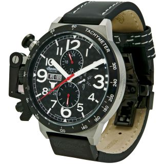 INGERSOLL Bison 28 Automatic Black Leather Watch, Mens