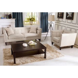 Baxton Studio Stapleton Beige Linen Modern Sofa Set