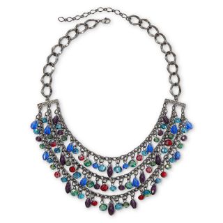 Multicolor Glass Bead 3 Row Necklace