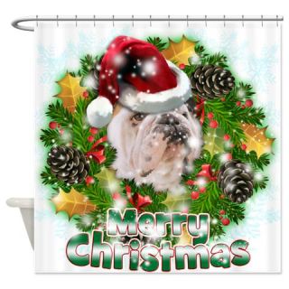  Merry Christmas Bulldog.png Shower Curtain  Use code FREECART at Checkout