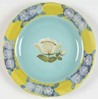 LisaS Garden Dinner Plate, Fine China Dinnerware   Blue Flowers,Aqua Rim