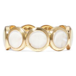 MONET JEWELRY Monet Gold Tone White Shell Stretch Bracelet