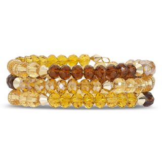 Yellow & Brown Glass Bead Coil Bracelet