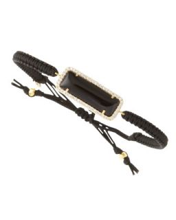 Cabochon/Silk Drawstring Bracelet, Black