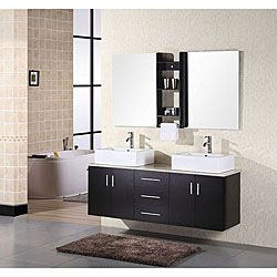 Design Element Contemporary Double Sink Bathroom Vanity With Vessel Sinks