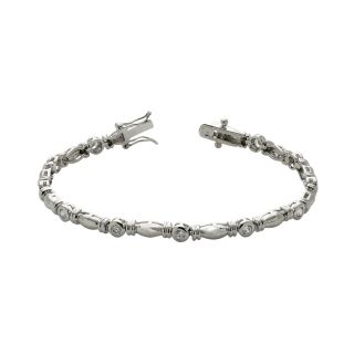 Bridge Jewelry Cubic Zirconia Silver Tone Bracelet