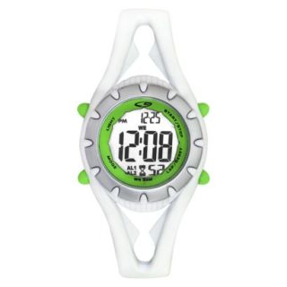 C9 by Champion Womens Plastic Strap Digital Watch   White/Silver/Green