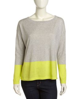 Colorblock Drop Shoulder Sweater, Gray/Sulfur
