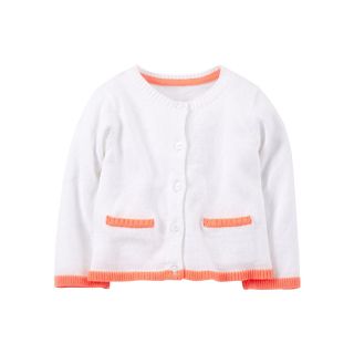 Carters Carter s Orange Trim Cardigan   Girls newborn 24m, White, White, Girls