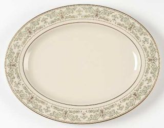 Lenox China Noblesse 13 Oval Serving Platter, Fine China Dinnerware   Green/Gol