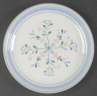 Yamaka Fascino Salad Plate, Fine China Dinnerware   Blue & Green Bands  Pink & B