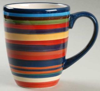  Havana Mug, Fine China Dinnerware   Multicolor Striped Border,Rim,Blue