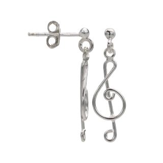 Bridge Jewelry Treble Clef Earrings Sterling Silver