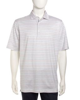 Dotted Stripe Golf Polo Shirt, White/Multi