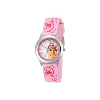 Disney Belle Kids Time Teacher Pink Floral Strap Watch, Girls