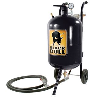 Black Bull 10 gallon Abrasive Blaster (BlackIncluded items Ceramic nozzle, pressure gauge, 8 foot hose, filling funnel, water trap and 6 inch rubber wheels65   125 PSI 6   25 CFMModel SB10G )