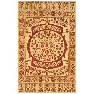 Safavieh Hand made Taj Mahal Light Gold/ Red Wool Rug (9 X 12)