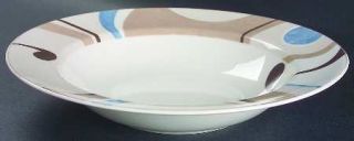 222 Fifth (PTS) Cirrus Soup/Cereal Bowl, Fine China Dinnerware   Blue,Tan,Brown