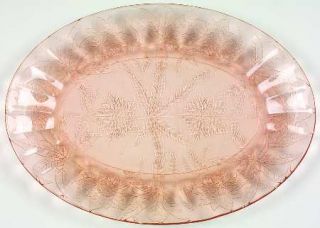 Jeannette Floral Pink 10 Oval Platter   Pink,Depression Glass