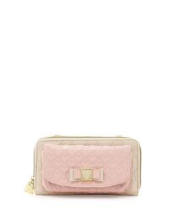 Colorblocked Quilted Heart Wallet, Blush